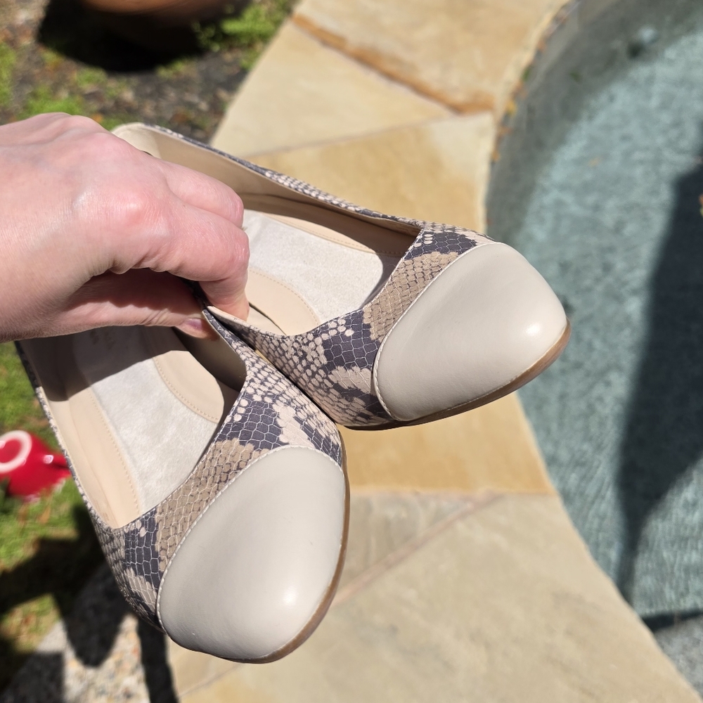 Nwot Cole Haan The Go-To Block Heel Pump Cement Python Print 9B - Picture 5 of 13
